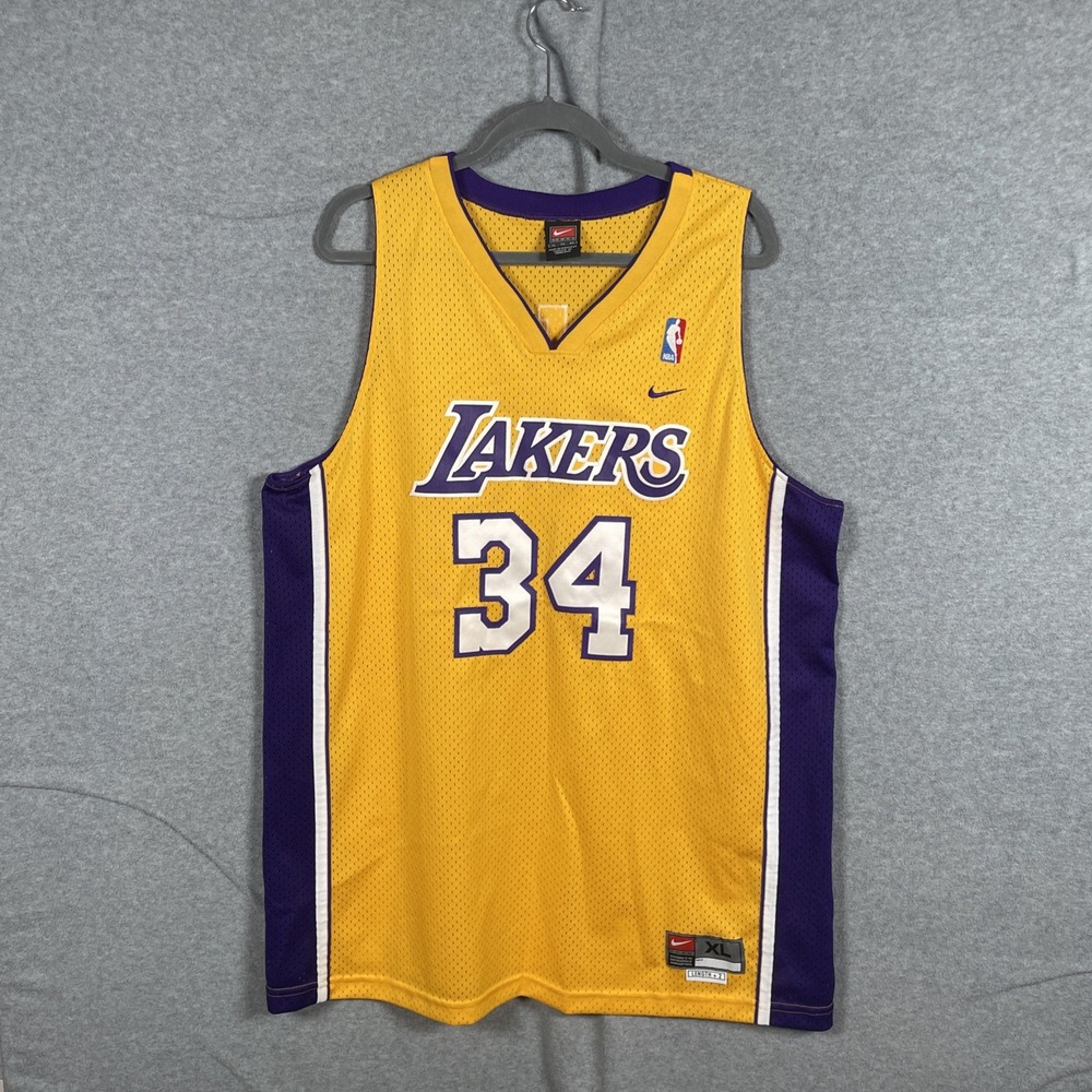 Vintage Nike Team Lakers Shaquille O'Neal #34 Jersey Mens XL +2 Y2K NBA Shaq 🏀